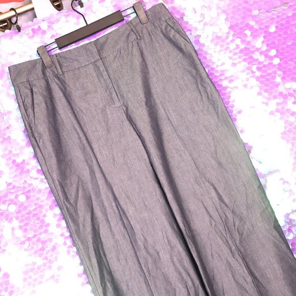 GREY DRESS PANTS 12T NY&Co Wide Leg Office Work High Waist Cotton Tall Classic - Picture 1 of 9